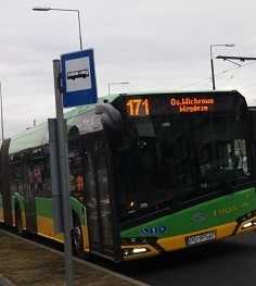 Uwaga Pasażerowie! Od 2 stycznia 2020r. autobusy linii nr 171 zatrzymywać się będą na nowym przystanku Poznań Główny