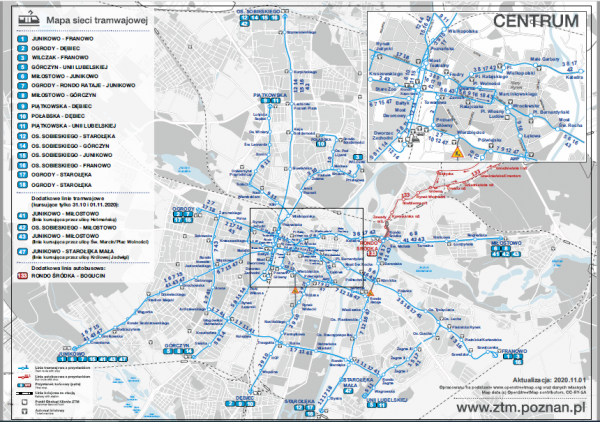 Mapa sieci tramwajowej