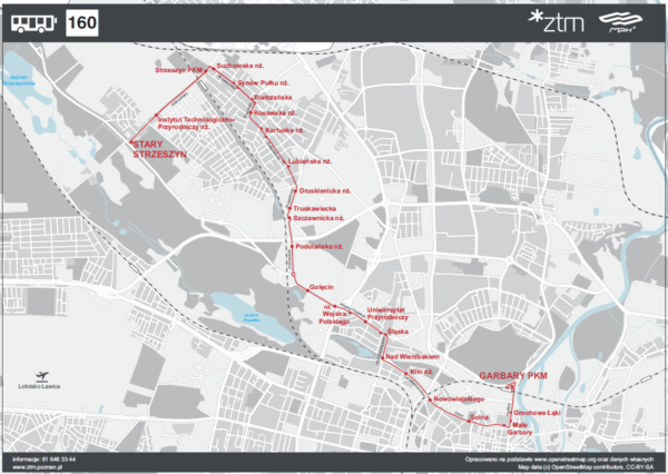 stała trasa autobusów linii nr 160